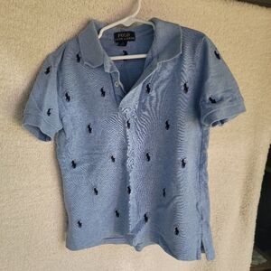 Polo Ralph Lauren Blue Equestrian Print Polo Shirt